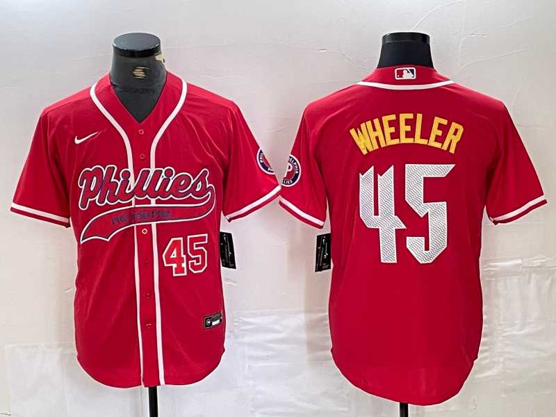 Men's Philadelphia Phillies #45 Zack Wheeler Number Red Cool Base Stitched Baseball Jerseys,We sell and wholesale Men's Philadelphia Phillies #45 Zack Wheeler Number Red Cool Base Stitched Baseball Jerseys on line form chian!
